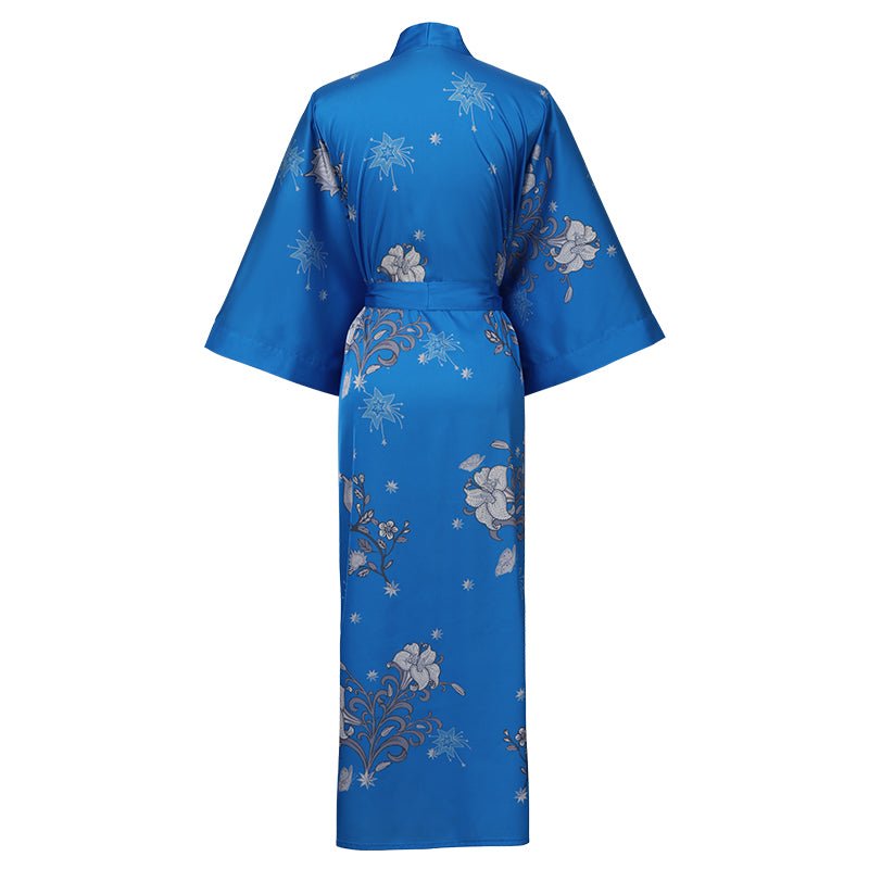 Womems Silk Kimono Robes Elegant Long Sleeves Women's Handpainted Flower Robe - slipintosoft