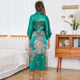 kvinnors Blomma Silk Kimono Robes Blomstertryck 100% Silk Kimono