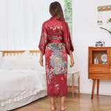 kvinnors Blomma Silk Kimono Robes Blomstertryck 100% Silk Kimono