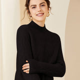 Women's Half Turtleneck Cashmere Sweater Relaxed Fit Cashmere Pullover - slipintosoft