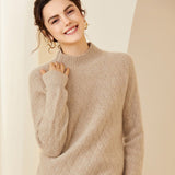 Women's Half Turtleneck Cashmere Sweater Relaxed Fit Cashmere Pullover - slipintosoft