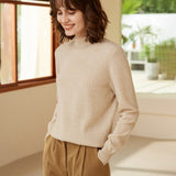 Women's Half Turtleneck Pure Cashmere Sweater Jacquard Cashmere Knitted Pullover - slipintosoft