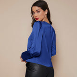 Women's Lantern Sleeve Silk Blouse Long Sleeves Silk Shirt