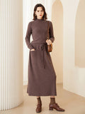 Womens Long Pure Cashmere Dress Warm Cashmere Skirt with Pockets Women Cashmere Dress