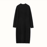 Women's Mock Neck Cashmere Midi Dress Basic Long Sleeve Knitted Dresses - slipintosoft