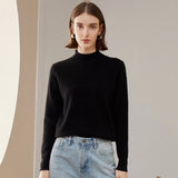 Women's Mock Neck Cashmere Sweater Solid Knitted Cashmere Pullover - slipintosoft