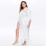 Plus Size Silk lace Robes For Women With Belt 100% Silk Long Kimono Robe Silk Bathrobes - slipintosoft