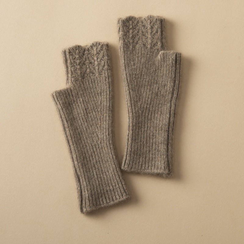 Women's Pure Cashmere Half Finger Gloves Luxuriously Soft Warm Winter Knit Gloves - slipintosoft