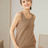 Women's Ribbed 100% Cashmere U-Neck Tank - slipintosoft