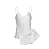 Women Short V Neck Silk Camisole Set sexy silk cami and shorts set sale - slipintosoft