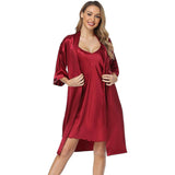 Long Silk Nightgown And Robe Set for Women Sexy  Silk Sleepwear -  slipintosoft