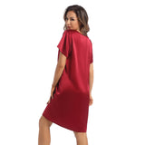 Women Silk Nightgown Short Sleeves Ladies Silk Night Dress - slipintosoft