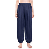 Womens Wide Leg Silk Pajama Pants Silk Loose Elastic Waist Stretch cuffs Lounge Pants - slipintosoft