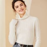 Women's Slim Fit Cashmere Sweater Pile Collar Cashmere Knitted Pullover - slipintosoft