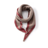 Womens Striped Cashmere Triangle Scarf Soft Knit Cashmere Neck Scarf Taupe S