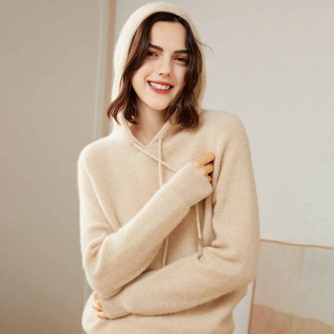 Women's Superfine 100% Cashmere Hooded Sweater - slipintosoft