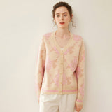 Womens Sweetheart Cashmere Cardigans Jacquard Button Down Cashmere Sweater Coat Wool Cashmere Sweater