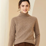 Women's Funnel- Neck Cashmere Sweater Long Sleeve Pullover Cashmere Sweater - slipintosoft