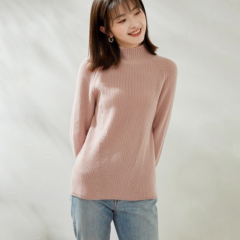 Women's Turtleneck Cashmere Sweater Long Sleeve Slim Fit Cashmere Pullover - slipintosoft