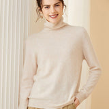 Womens Turtleneck Solid Cashmere Sweater Classic Fit Cashmere Knitted Pullover - slipintosoft