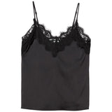 Women's V-neck Silk Camisole With Lace Trim Sleeveless Casual Silk Tops - slipintosoft