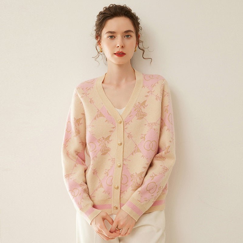 Womens Vintage - Inspired Knit Cashmere Cardigan Sweetheart Sweater Coat