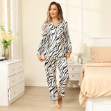 22Momme Women Silk Pajamas Set Zebra Stripe Ladies Gorgeous Silk Sleepwear - slipintosoft