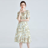 Elegant dam 100 % ren silke blommig klänning Mulberry silke kortärmade klänningar 2022 New In