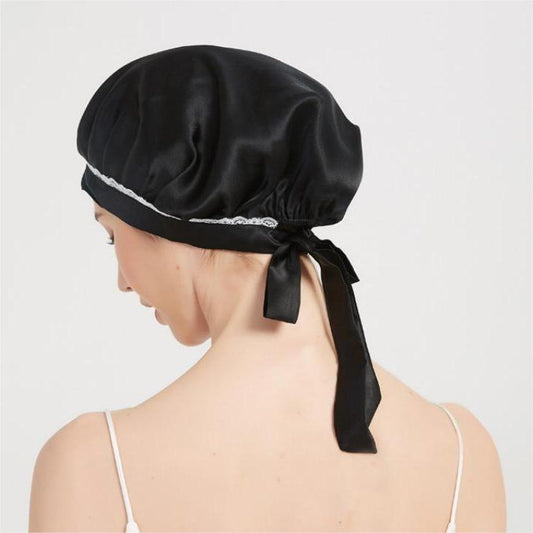 100% Mulberry Silk Sleep Cap for Women Hair Care,Natural Silk Night Bonnet with Elastic Stay On Head - slipintosoft