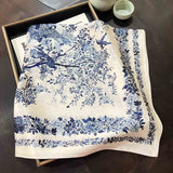 100% Pure Mulberry Silk Scarf for women Floral Scarf Square Head Scarf - slipintosoft