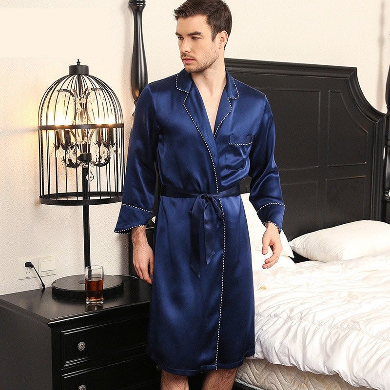 Klassisk Silk Matchande Robe Set Par 100% Ren Silk Robe för vuxna