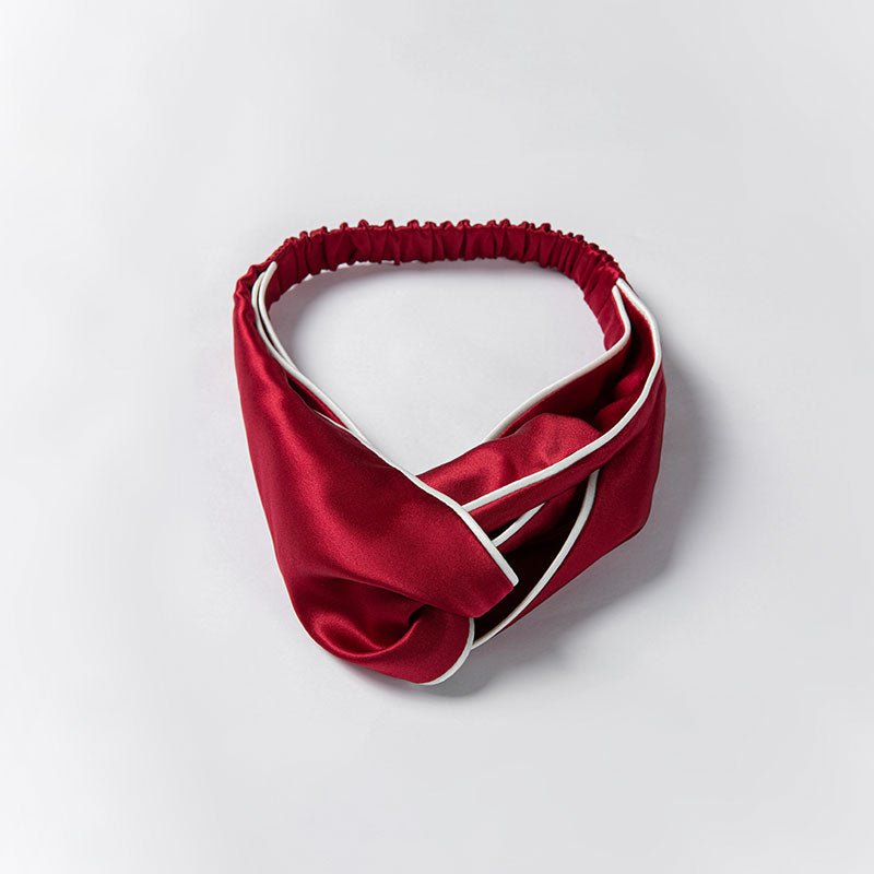 Pure Mulberry Silk Pannband med trimning för kvinnor