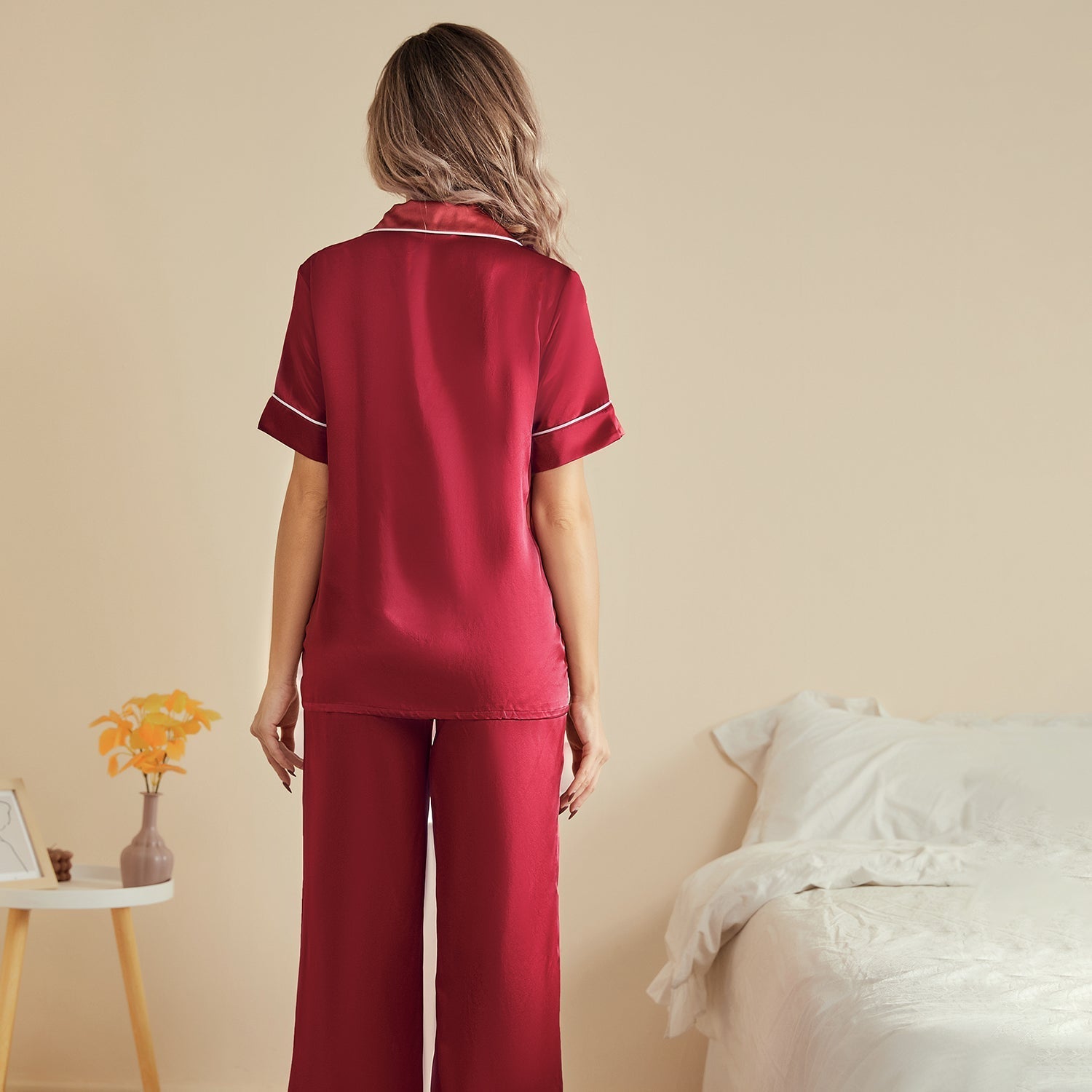 Classic Silk Two Piece Pajamas Set For Women luxury silk Sleepwear - slipintosoft
