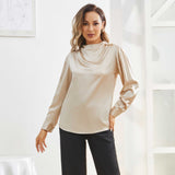 Silk Blouse For Womens 100% Mulberry Silk Long Sleeves Pullover Shirt - slipintosoft