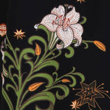 Long Silk Kimono Robe Lyx Black Cherry Blossom Prints med bälte alla storlekar