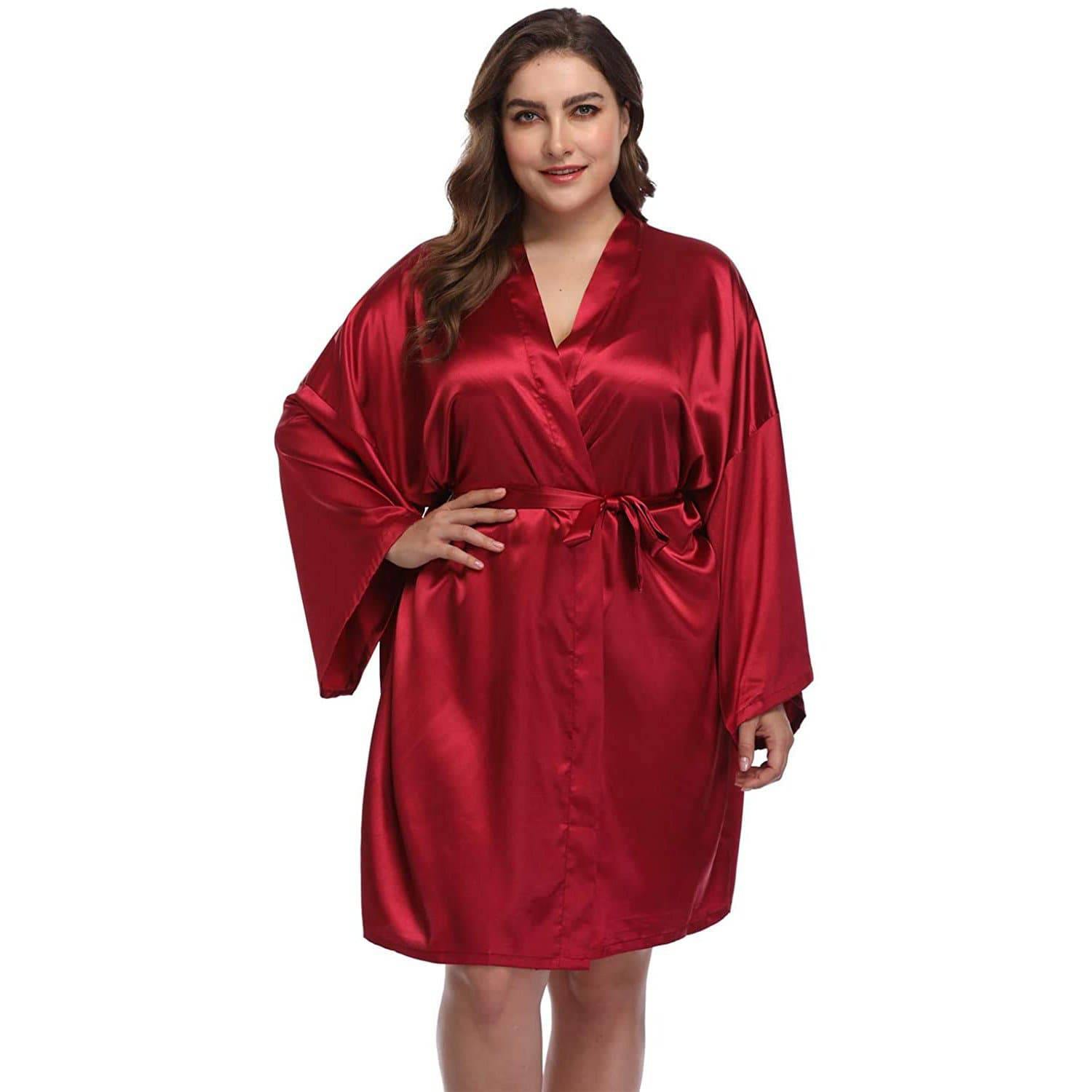 Plus Size sidenrockar för kvinnor med bälte 100 % äkta kort silke Kimono Robe Mulberry Silk Badrockar