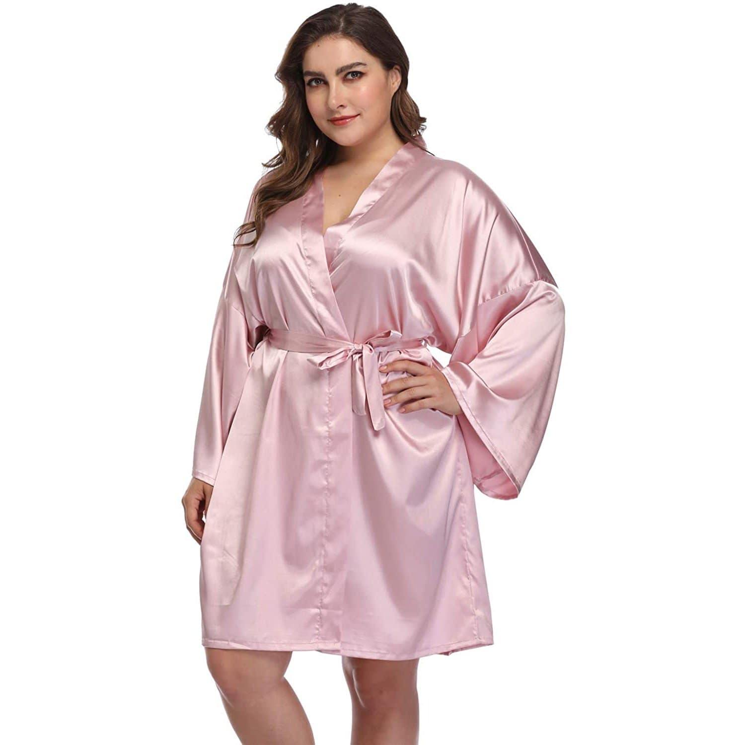 Plus Size sidenrockar för kvinnor med bälte 100 % äkta kort silke Kimono Robe Mulberry Silk Badrockar