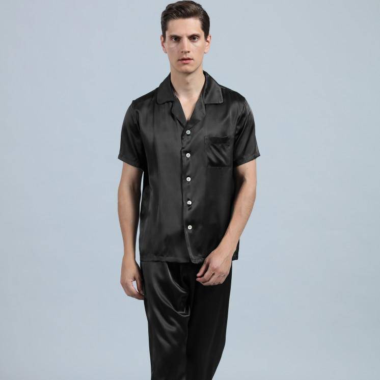 Short Sleeved Silk Pajama Set For Mens  Silk loungewear Short Silk Seelpwear -  slipintosoft