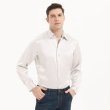 100% Mulberry Silk Top för män Långärmad sidenskjorta med dold knapp