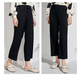 Women Silk cropped pants Long Wide-leg Mulberry Silk trousers - slipintosoft