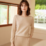 Women's Basic Round Neck Cashmere Sweater Classic Solid Cashmere Pullover - slipintosoft