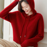 Women's Hoodie Cashmere Sweater Long Sleeve Cashmere Hooded Cashmere Sweater - slipintosoft