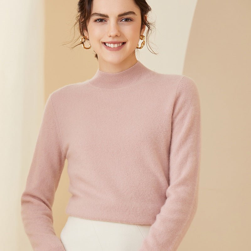 Women's Long Sleeves Cashmere Mock Neck Cashmere Sweater - slipintosoft