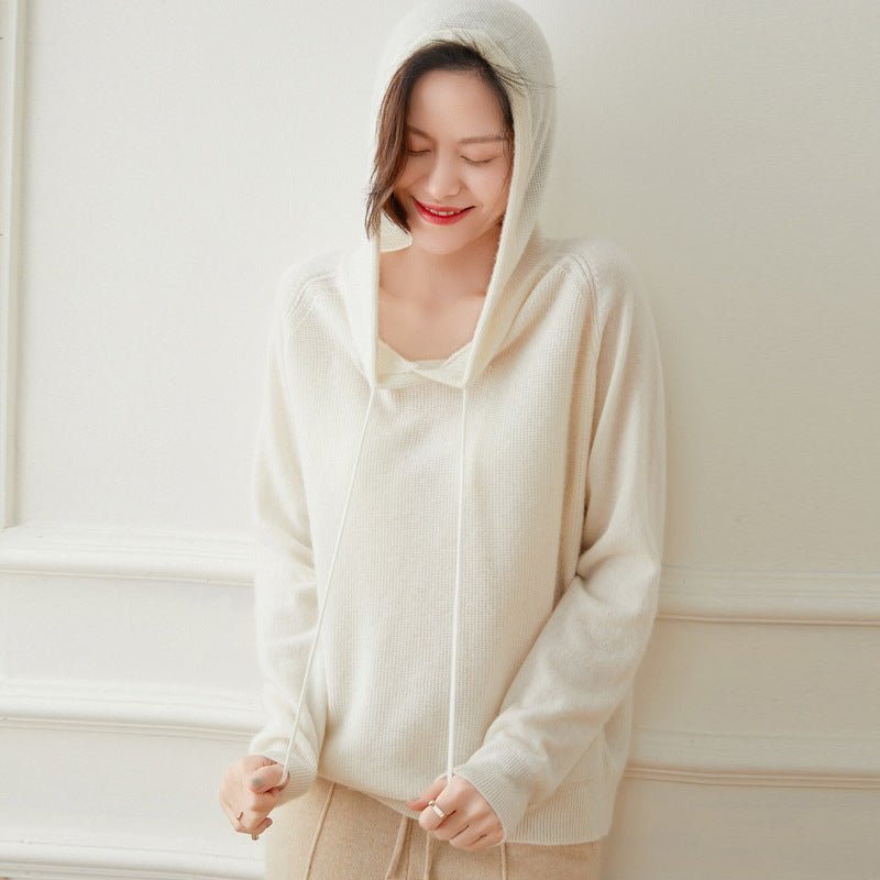 Women's Long Sleeves Cashmere Sweater Cashmere Hoodie Top - slipintosoft