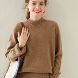 Women's Mock Neck Cashmere Sweater Multi-colors Drop Shoulder Cashmere Pullover - slipintosoft