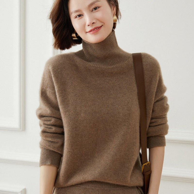 Women's Turtleneck Cashmere Sweater Long Sleeves Pullover Jumper Tops - slipintosoft